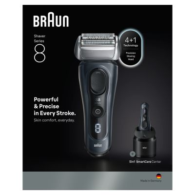 Braun Series 8 Electric Shaver, SensoAdapt, SmartCare Center, 8663CC, Grey