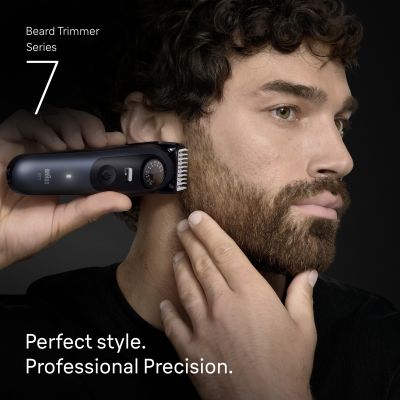 Braun Beard Trimmer Series 7, +10 Barbering Tools, 40 Lengths, ProBlade, BT7540, Blue