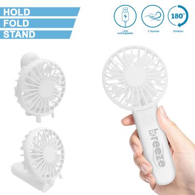 Breeze Rechargeable Handheld Fan Folding White