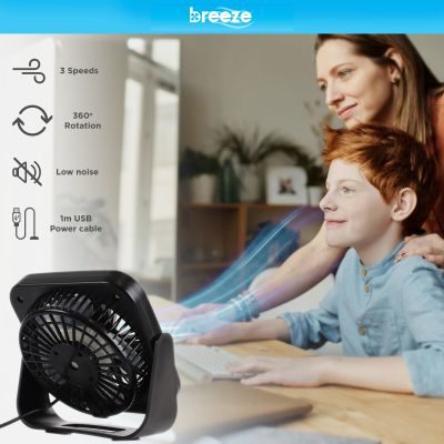 Breeze Mini Table Fan USB Powered Black