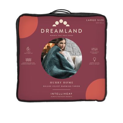 Dreamland Hurry Home Deluxe Velvet Warming Throw - Emerald Green Herringbone