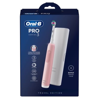 Oral-B Pro Series 3 Pink Electric Toothbrush with Travel Case