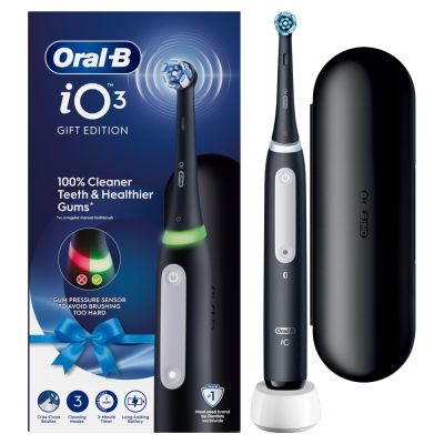 Oral-B iO 3 Electric Toothbrush, Black, 1 Brush Head, Travel Case