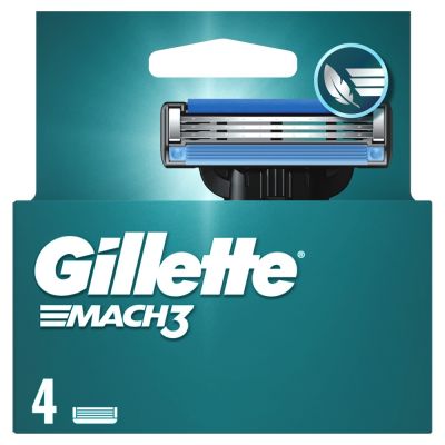 Gillette Mach3 Razor Refills for Men, 4 Razor Blade Refills
