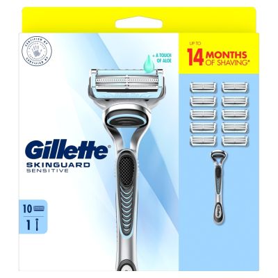 Gillette SkinGuard Sensitive  Men’s Razor, 1 Handle, 10 Blade Refills