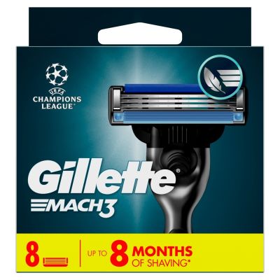 Gillette Mach3 Razor Refills for Men, 8 Razor Blade Refills