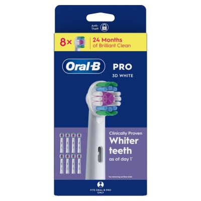 Oral-B Pro 3D White Toothbrush Heads, 8 Counts
