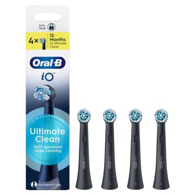 Oral-B iO Series Ultimate Clean Black, Original Brush Heads, CrissCross Bristles, 4