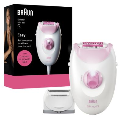 Braun Silk·épil 3, Corded Epilator, Lasting Smooth Skin, 3-031, Pink