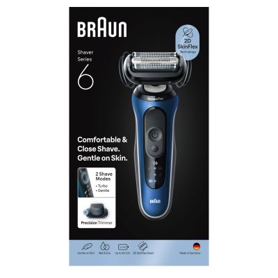 Braun Series 6 Electric Shaver, +1 Attachment, 62-B1200S, Blue