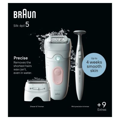 Braun Silk-�pil 5,  Epilator For Easy Hair Removal, Lasting Smooth Skin, 5-230, White/Flamingo