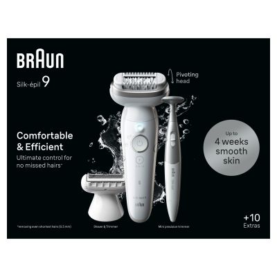 Braun Silk-�pil 9,  Epilator For Easy Hair Removal, Lasting Smooth Skin, 9-241, White/Silver