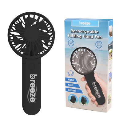 Breeze Rechargeable Handheld Fan Folding Black