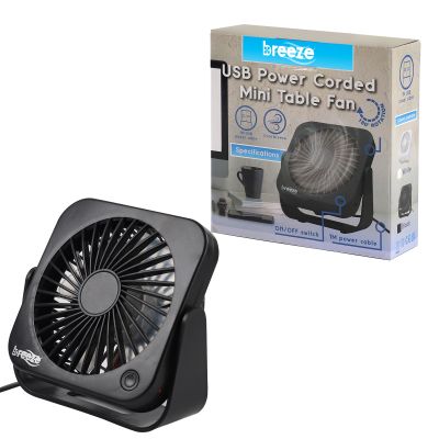 Breeze Mini Table Fan USB Powered Black