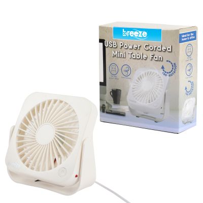 Breeze Mini Table Fan USB Powered White