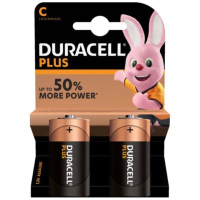 Duracell Plus Power C Alkaline Batteries 2 Pack 