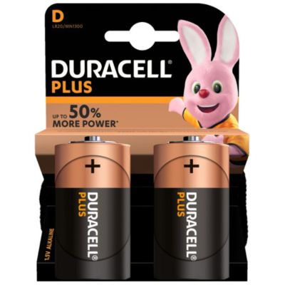 Duracell Plus Power D Alkaline Batteries 2 Pack 