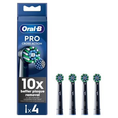 Oral-B Pro Cross Action Black Toothbrush Heads, 4 Counts