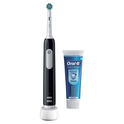 Oral-B Pro Series 1 Black Electric Toothbrush + Toothpaste, Designed By Braun