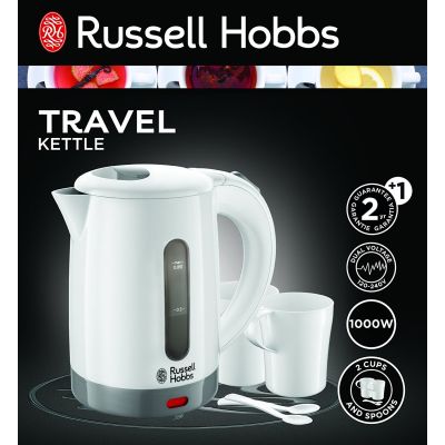 Russell Hobbs 23840 Compact Travel Electric Kettle, Plastic, 1000 W, White